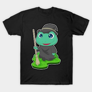 Frog Witch Broom T-Shirt